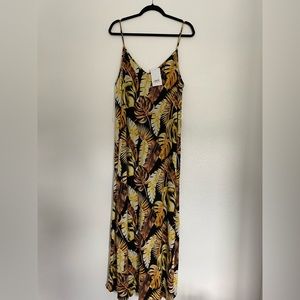 Tropical Print Maxi Dress with Lining